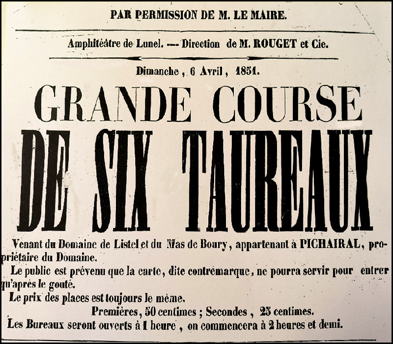 Une course à Lunel le 6 avril 1851 : un mort...