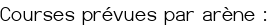 Courses prévues par arène :