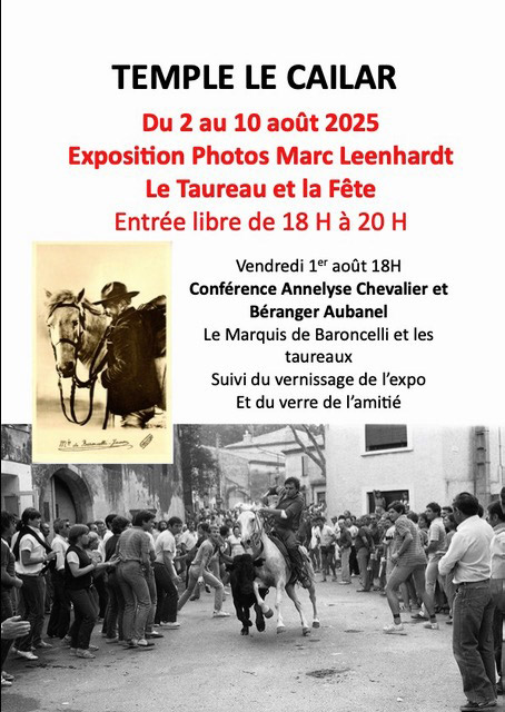 Au Temple du Cailar :<br>- expo photos<br>- Conférence avec Annelyse Chevalier
