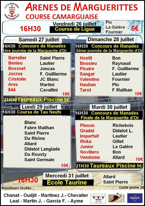 Marguerittes : activités taurines prévues pendant la Fête Votive 2024<br>.