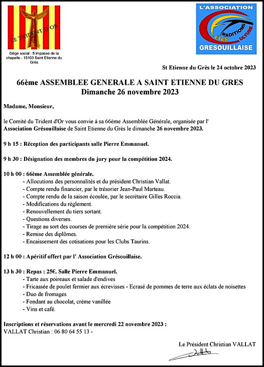 Assemblée Générale du Trident d'Or 2023