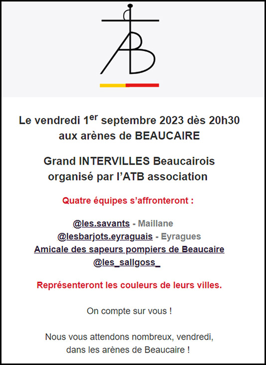L'Aficion Taurine Beaucairoise nous propose :