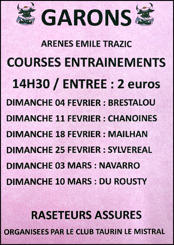 Calendrier courses d'entraînement 2024