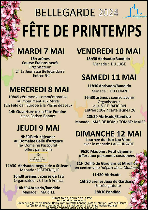 Du 7 au 12 mai 2024 BELLEGARDE organise sa Fête de Printemps