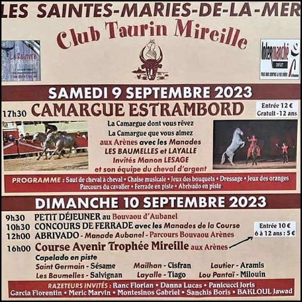 Aux Saintes Maries de la Mer le CT Mireille nous propose ...