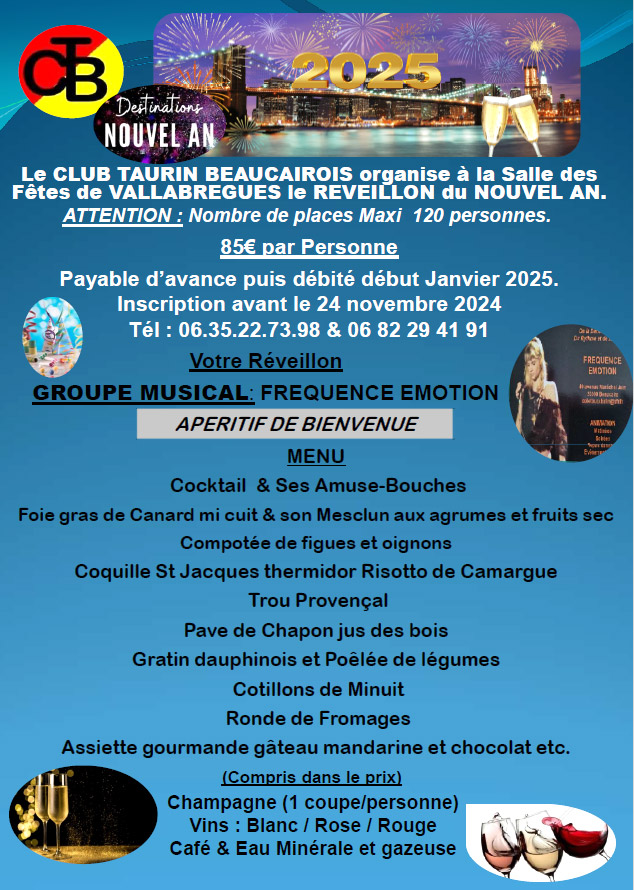 Le C.T. Beaucairois organise son Réveillon 2025<br>.