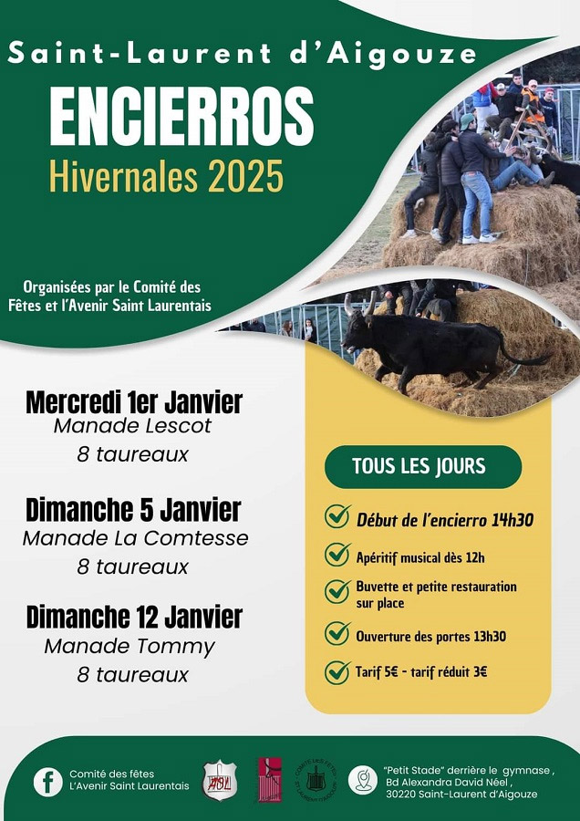 St Laurent D'Aigouze<br>Calendrier Encierros Hiver 2025