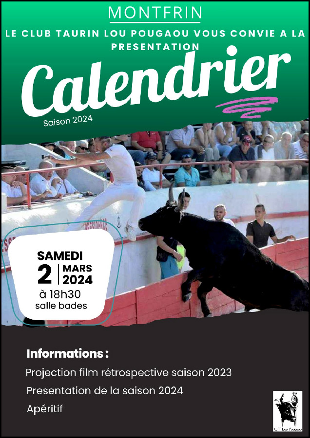 Le C.T. "Lou Pougaou" de Montfrin <br>présente son calendrier 2024<br>.
