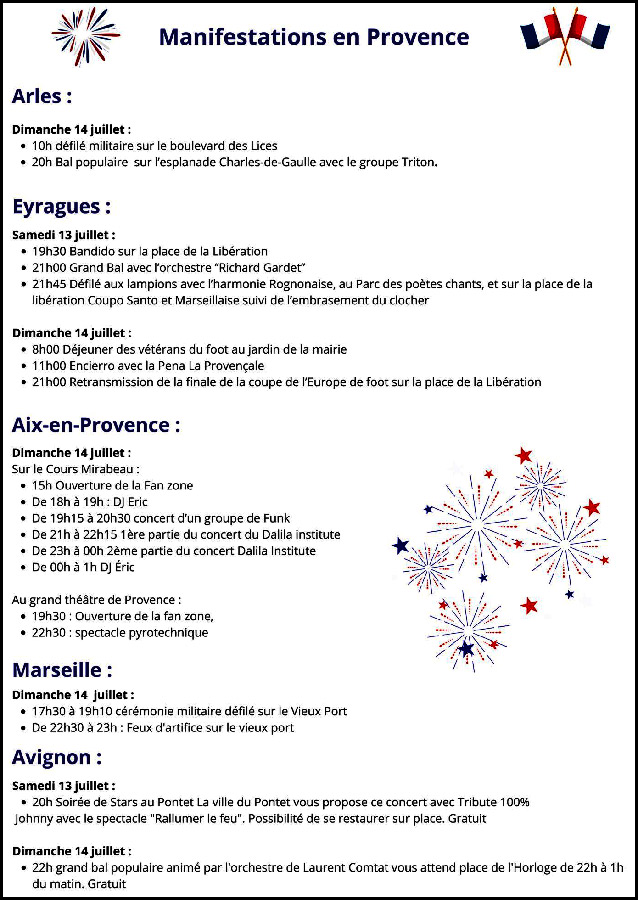 Manifestations en Provence pour le 14 juillet 2024