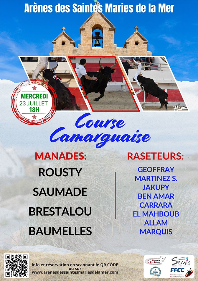 Les Saintes Maries de la Mer :<br>COURSE DE TAUREAUX JEUNES