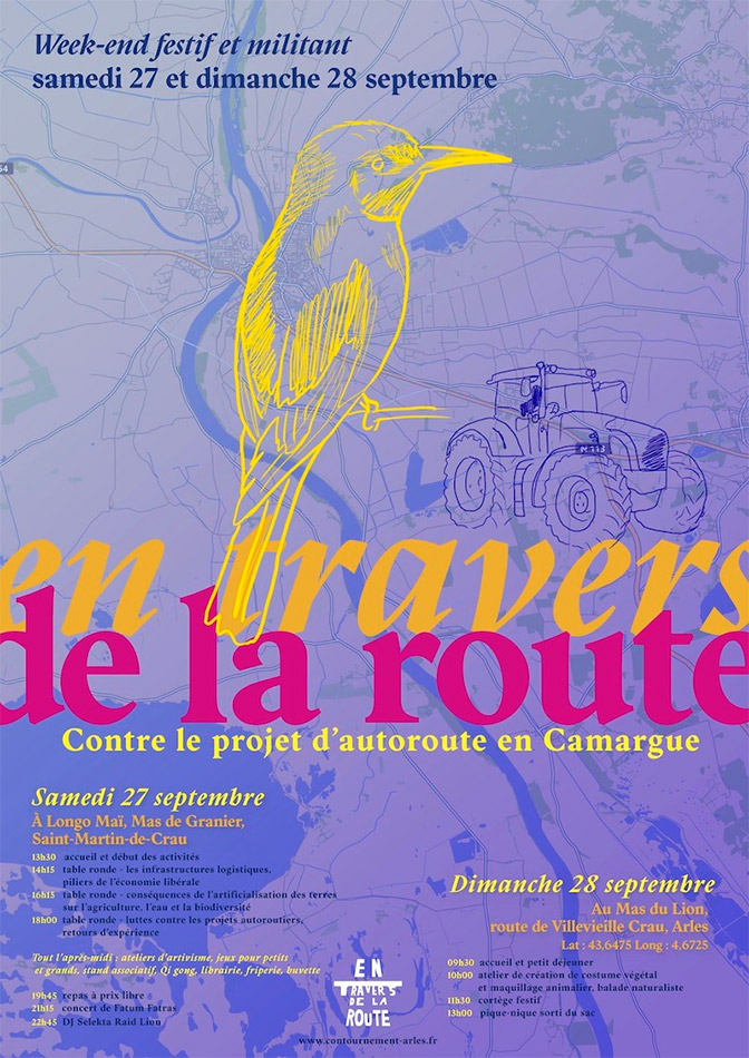 Invitation à un Weekend festif et militant<br>proposé par Annelyse Chevalier du collectif "En travers de la route"<br>.