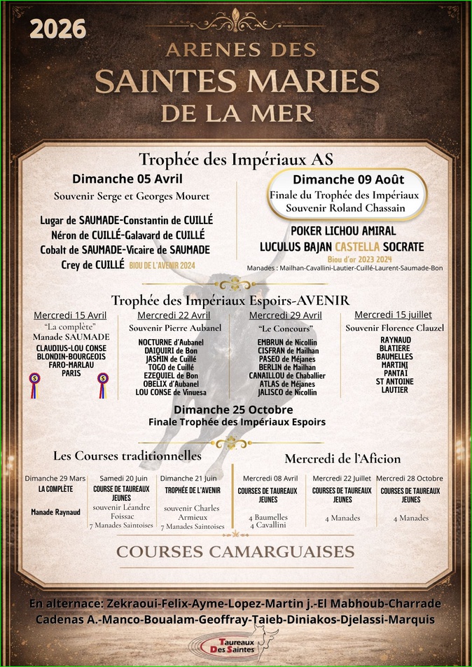 Programme annuel des courses 2026 aux Saintes