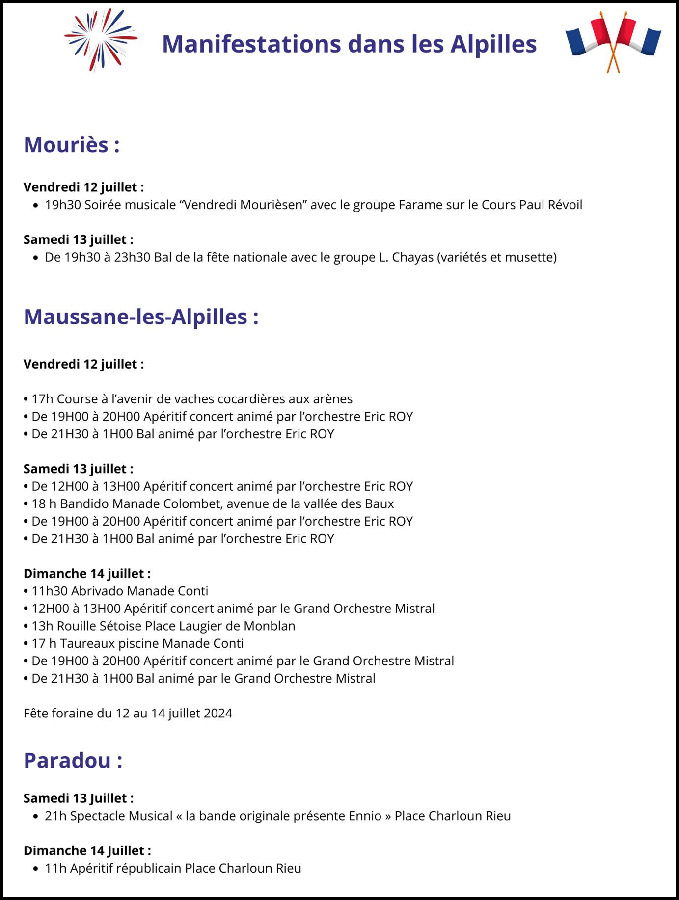 Manifestations dans les Alpilles lors du 14 juillet 2024
