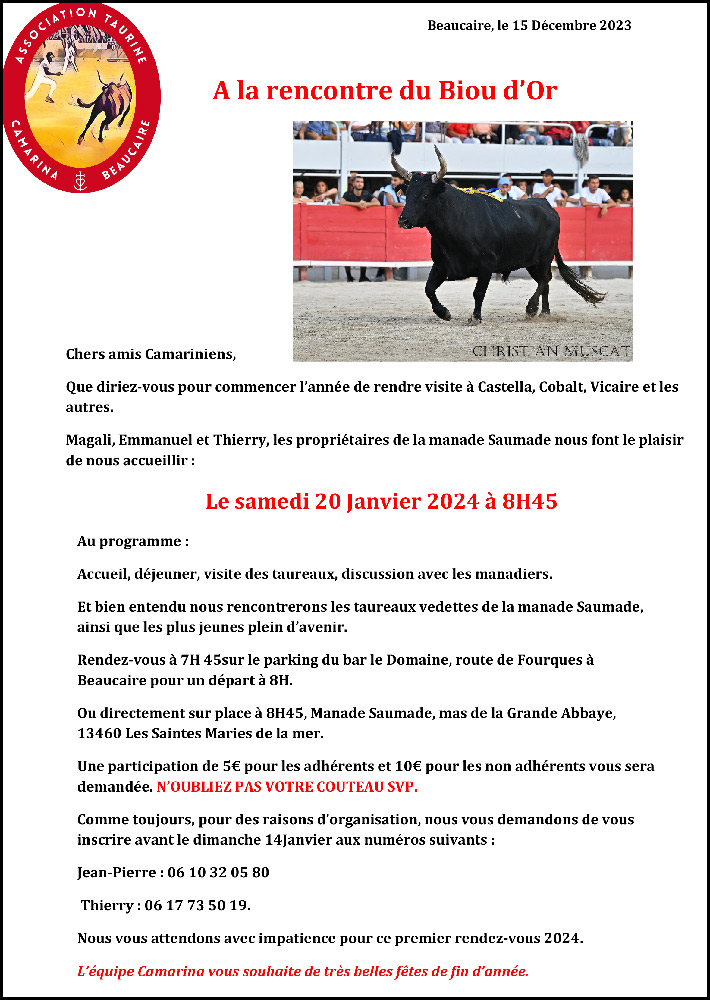 <span style="text-decoration:underline;">ANNONCE :</span><br>Sortie de l'A.T. CAMARINA :<br><span style="color:#FFFFFF;">.</span>