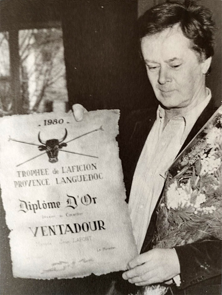 Jean Laffont : <br>Diplôme d'Or du Trophée L'AFICION