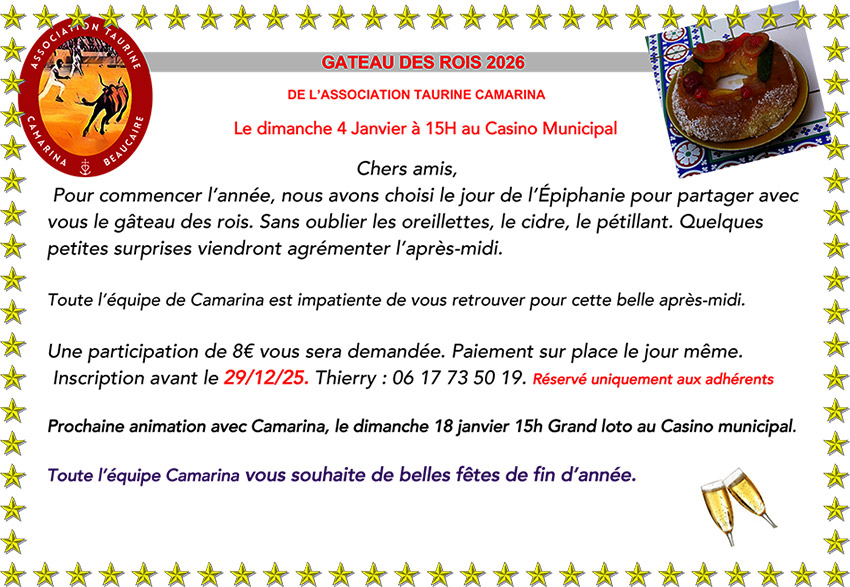 L' A.T. CAMARINA fait son Gâteau des Rois 2025<br>.