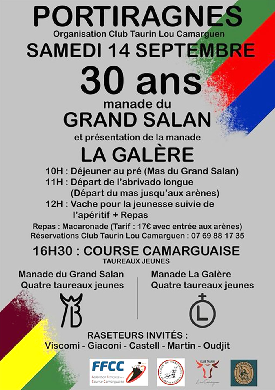 A Portiragnes le CT Lou Camarguen organise une journée d'afecioun pour marquer les 30 ans de la manade du Grand SALAN
